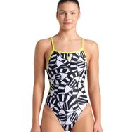 Arena 008158503 Open Your Eyes Swimsuit Lace Back Siyah Kadın Yüzücü Mayosu