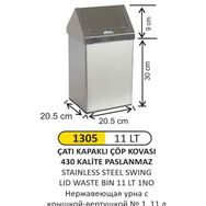 Arı Metal 1305 11 lt Çatı Kapaklı Paslanmaz Çöp Kovası