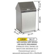 Arı Metal 1310 36 lt Çatı Kapaklı Çöp Kovası