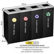 Arı Metal 1898 Boyalı 220 lt 4'lü Geri Dönüşüm Kovası