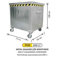 Arı Metal 7432 600 lt Galvaniz Konteyner Çöp Kovası