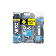 Arko Men T3 Pro 3 Bıçaklı 3'lü Tıraş Bıçağı + Cool 200 ml Tıraş Köpüğü + Cool 250 ml Tıraş Kolonyası