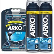 Arko Men T3 Pro 6'lı Tıraş Bıçağı + Cool 2'li 200 ml Tıraş Köpüğü