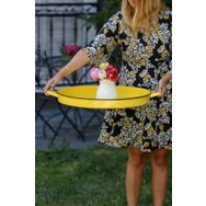 Arma House 51 cm Country Tarzı Siyah Kenarlı Sarı Büyük Boy Tepsi