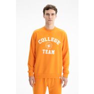Arma K26124601201 Yazı Baskılı Regular Fit Şardonsuz 3 İplik Bisiklet Yaka Turuncu-T1 Erkek Sweatshirt