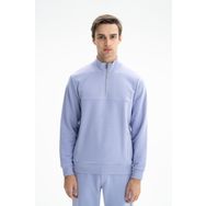Arma K26404626301 Regular Fit Şardonsuz 3 İplik Basic Fermuar Cepli Dik Yakalı Yarım Fermuar Mor-M2 Erkek Sweatshirt