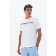 Arma Y25344870001 Beyaz-B1 Büyük Beden Bisiklet Yaka Erkek T-shirt