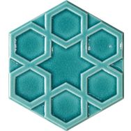 Armada Çini 15x17 cm Rölyefli Yıldız Turkuaz Altıgen Seramik