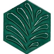 Armada Çini 15x17 cm Yaprak Yeşil Altıgen Çini Karo