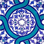 Armada Çini 20x20 cm AC 52 Kütahya Cami Çinisi Geometrik Desenli Seramik Çini Karo