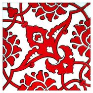 Armada Çini 20x20 cm SP 83 Kırmızı Beyaz Kütahya İznik Rumi Osmanlı Desenli Seramik Çini Karo