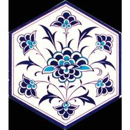 Armada Çini 21X23 cm Al 1 İznik Desenli Seramik Altıgen Çini Karo