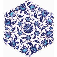 Armada Çini 21X23 cm Al 3 Osmanlı Desenli Seramik Altıgen Çini Karo
