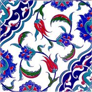 Armada Çini Ac 44 20x20 cm Osmanlı İznik Desen Kütahya Çini Karo