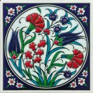 Armada Çini ED 101 10x10 cm Lale Karanfil İznik Eldekoru Çini Pano