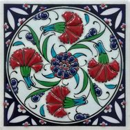 Armada Çini ED 104 10x10 cm Dörtlü Karanfil İznik Eldekoru Çini Pano