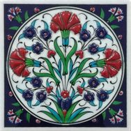 Armada Çini ED 105 Üç Karanfil El Dekoru 10x10 cm Çini