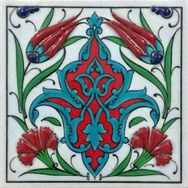 Armada Çini ED 107 10x10 cm İkili Lale Karanfil Kütahya Çini Pano