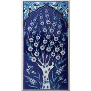 Armada Çini ED 204 10x20 cm Kobalt Hayat Ağacı Eldekoru Çini Karo