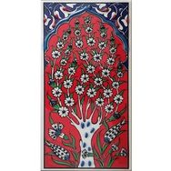 Armada Çini ED 205 10x20 cm Kırmızı Hayat Ağacı Eldekoru Çini Karo