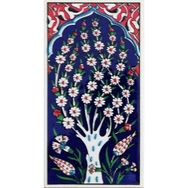 Armada Çini ED 206 10x20 cm Lacivert Hayat Ağacı Eldekoru Çini Karo