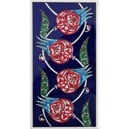 Armada Çini ED 209 10x20 cm Kobalt Nar çiçekli Eldekoru Çini Karo