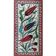 Armada Çini ED 217 10x20 cm Kırmızı Üç Lale Eldekoru Çini Karo