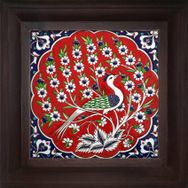 Armada Çini ED 300 20x20 cm Kırmızı Tavus Kuşu Kütahya Çini Pano