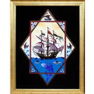 Armada Çini ED682 Yıldız Kalyon 80x100 cm Çini Pano