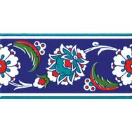 Armada Çini KS 12 10x20 cm İznik Çiçek Desenli Seramik Çini Bordür