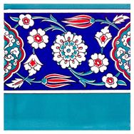 Armada Çini KS-24 Osmanlı Çiçek Desenli 20x20 cm Seramik Çini Bordür