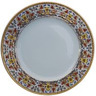 Armada Çini PRT 61 25 cm Sarı Altın Yaldızlı Lale Karanfil Kaligrafi Çini Tabak