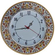 Armada Çini Prt 62 25 cm Sarı Altın Yaldızlı Lale Karanfil Çini Saat