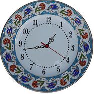 Armada Çini Prt 64 25 cm Mavi Altın Yaldızlı Lale Karanfil Çini Saat