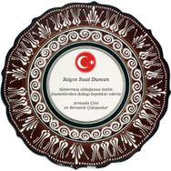 Armada Çini Resimli Baskılı El Dekoru Kütahya Çini Kahverengi 30 cm Tabak