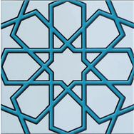 Armada Çini SP 89-V 20x20 cm Turkuaz Beyaz Türkmen Yıldızı Çini Karo