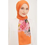 Armine 3611-13 Turuncu Çiçek Desen Şal