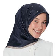 Armine 8259-09 Nostalji Lacivert Puantiye Desen Tivil İpek Eşarp