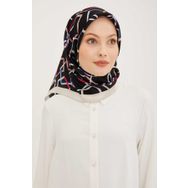 Armine 8916-54 Siyah Taş Rengi Desenli Tivil İpek Eşarp