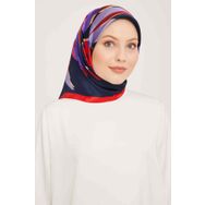Armine 9042-31 Lacivert Kırmızı Çiçek Desenli Eşarp