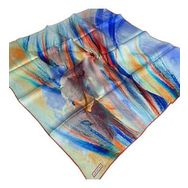 Armine 9102-03 Mavi-kırmızı Batik Desen Tivil İpek Eşarp