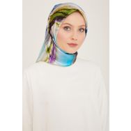 Armine 9102-33 Mavi-mor Batik Desen Tivil İpek Eşarp