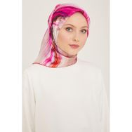 Armine 9102-52 Mercan-Mor Batik Desen Tivil İpek Eşarp