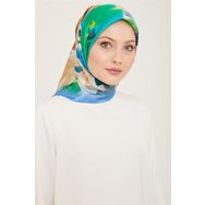 Armine 9103-83 Mavi Batik Çiçek Desenli Sura İpek Eşarp