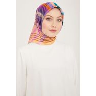Armine 9107-34 Mor-Gül Kurusu Çizgi Desen Tivil İpek Eşarp