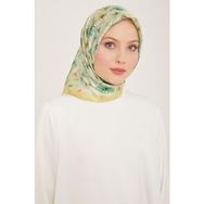 Armine 9108-02 Soft Yeşil Çiçek Desen Tivil İpek Eşarp