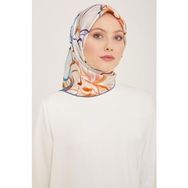 Armine 9110-05 Mavi Çiçek Desen Tivil İpek Eşarp