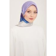 Armine 9111-34 Mor-Mavi Geçişli Monogram Desen Tivil İpek Eşarp