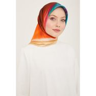 Armine 9112-03 Turuncu-Yeşil Hologram Desen Sura İpek Eşarp