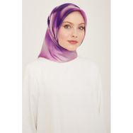 Armine 9124-35 Lila-Cappucino Geçişli Çiçek Desen Sura İpek Eşarp